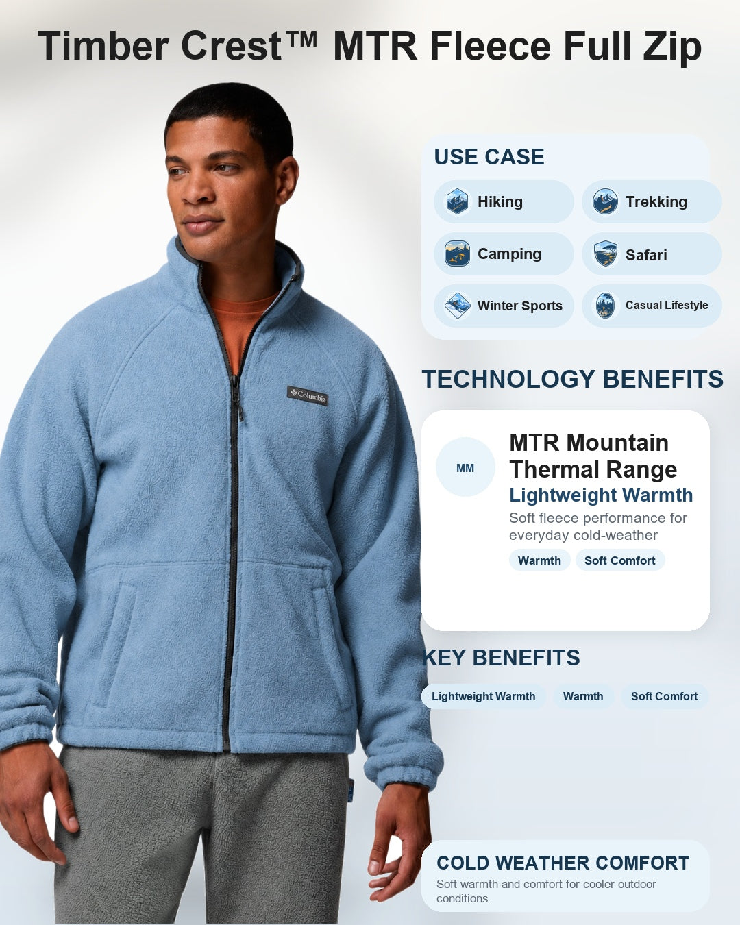 men blue mtr timber crest fleece jacket