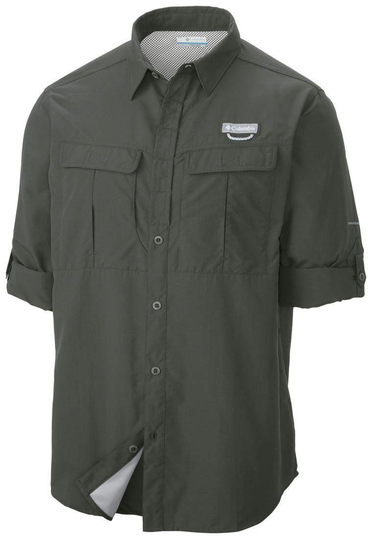Columbia Men Green Cascades Explorer Long Sleeve Shirt (Sun Protection)