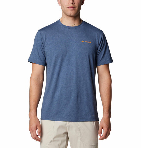 Columbia Mens Blue Kwick Hike Back Graphic Short Sleeve Tee