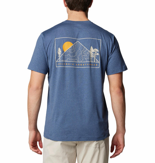 Columbia Mens Blue Kwick Hike Back Graphic Short Sleeve Tee