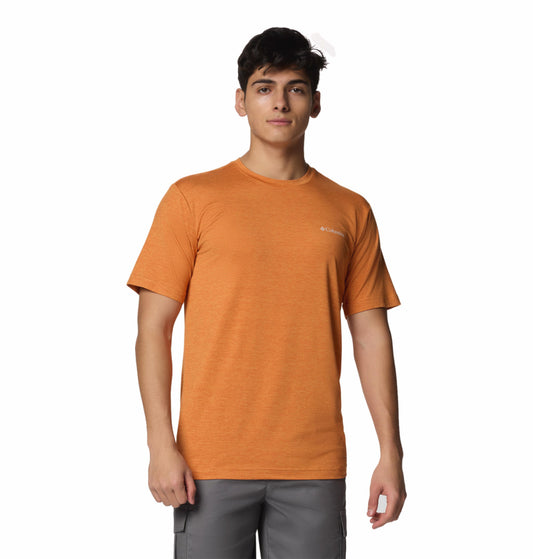 Columbia Mens Orange Omni-Shade Kwick Hike Back Graphic Short Sleeve Tshirt
