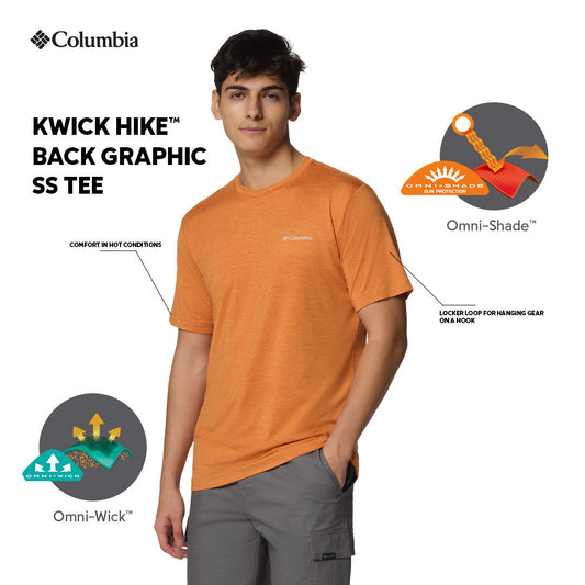 Columbia Mens Orange Omni-Shade Kwick Hike Back Graphic Short Sleeve Tshirt
