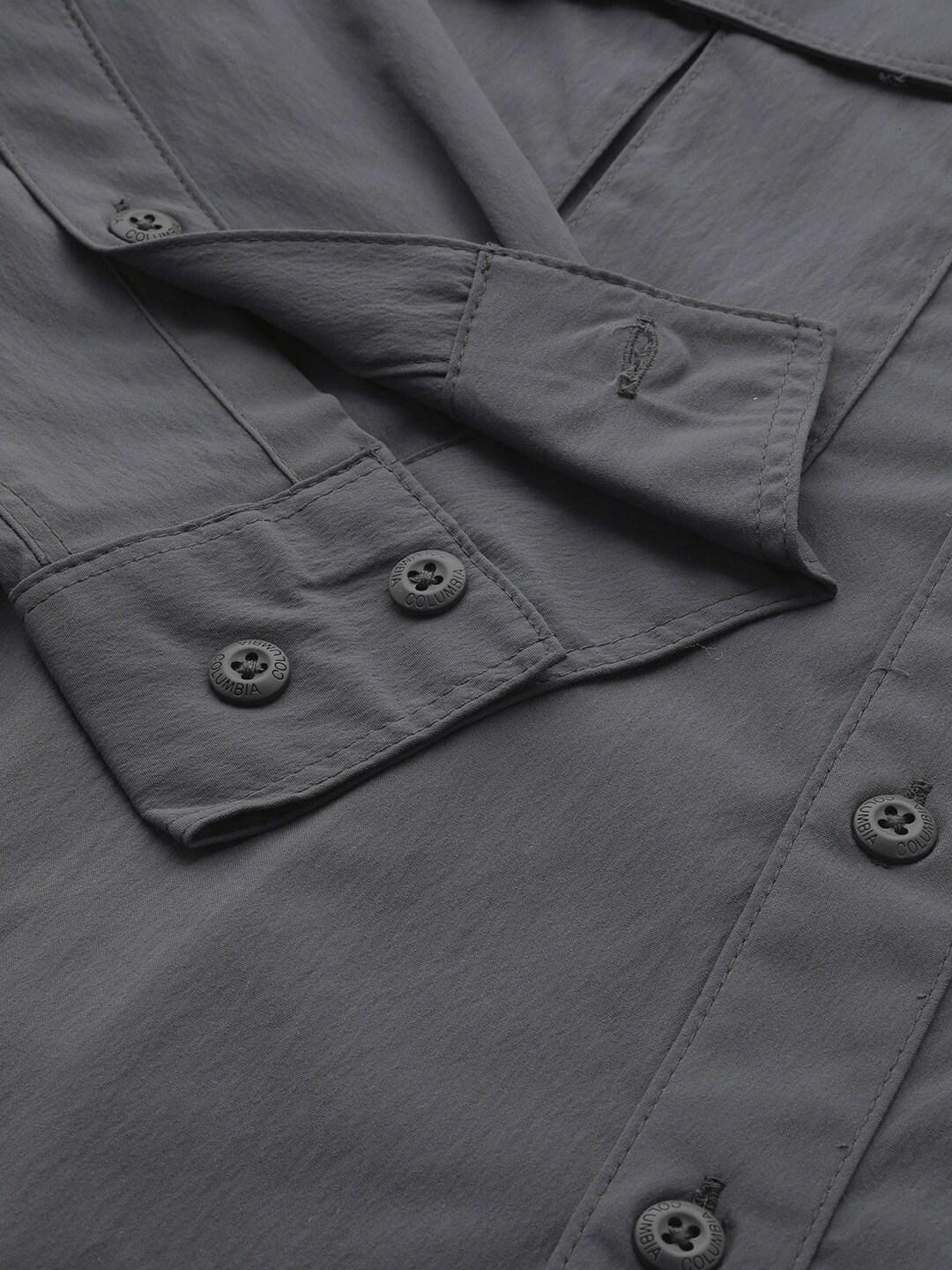 Columbia Men Grey Newton Ridge II Long Sleeve Shirts