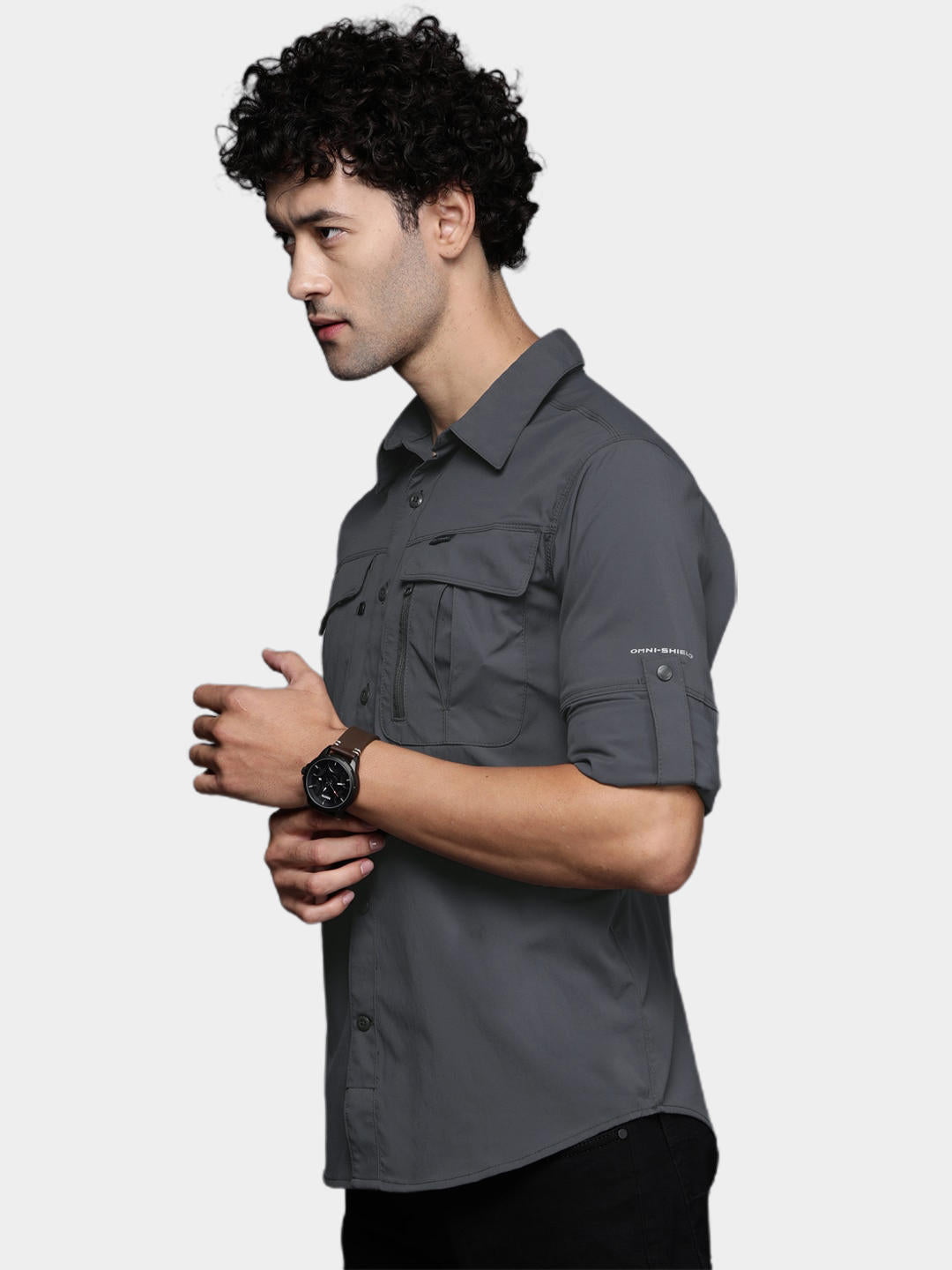 Columbia Men Grey Newton Ridge II Long Sleeve Shirts