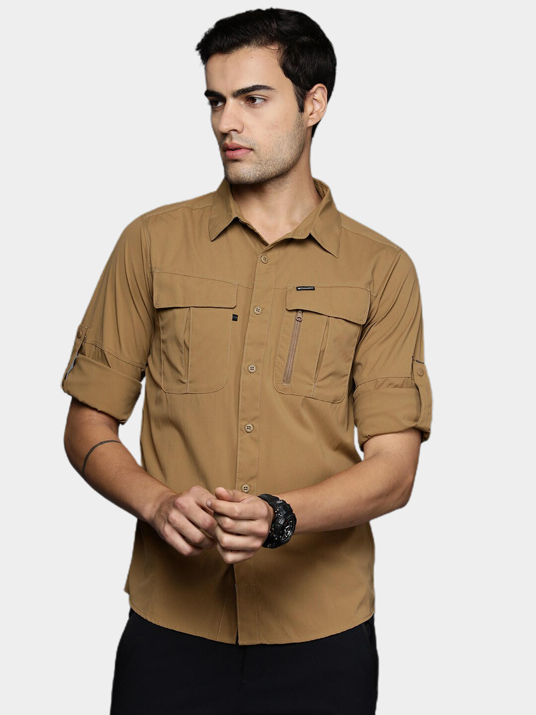 Columbia Men Brown Newton Ridge II Long Sleeve Shirts