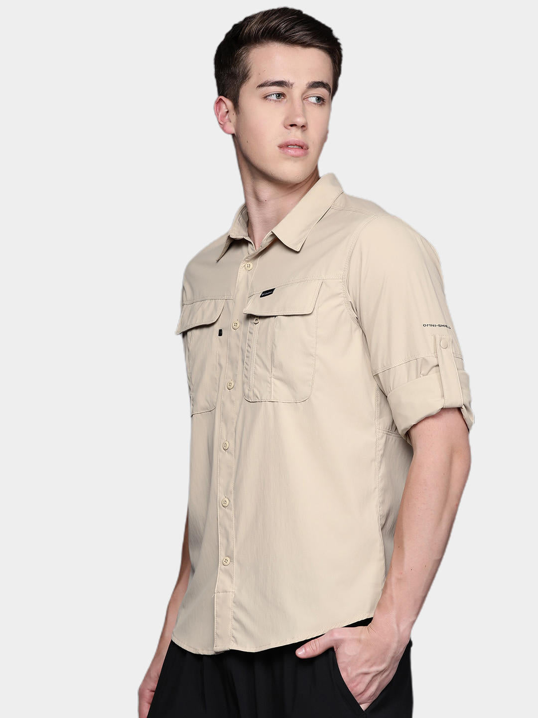 Columbia Men Beige Newton Ridge II Long Sleeve Shirts