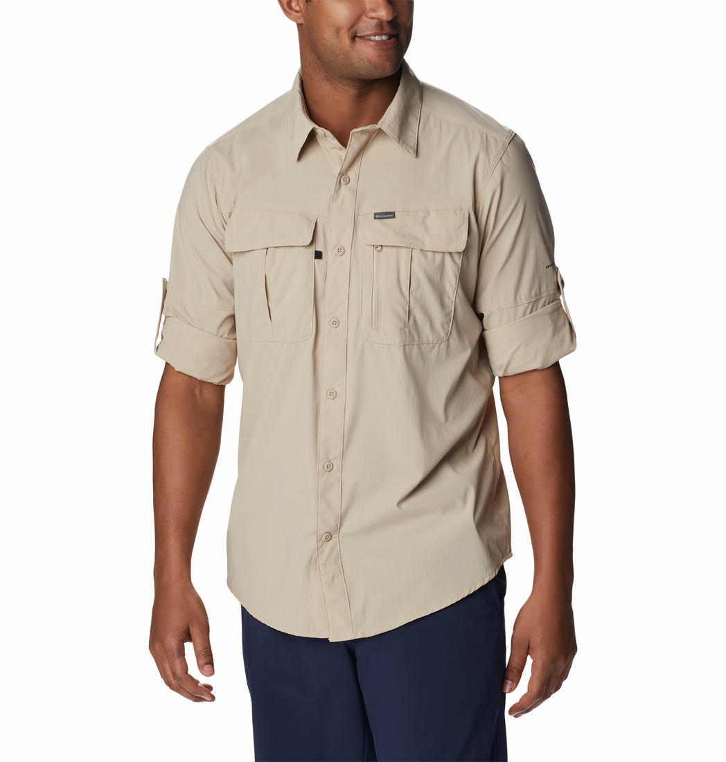 Columbia Men Beige Newton Ridge II Long Sleeve Shirts