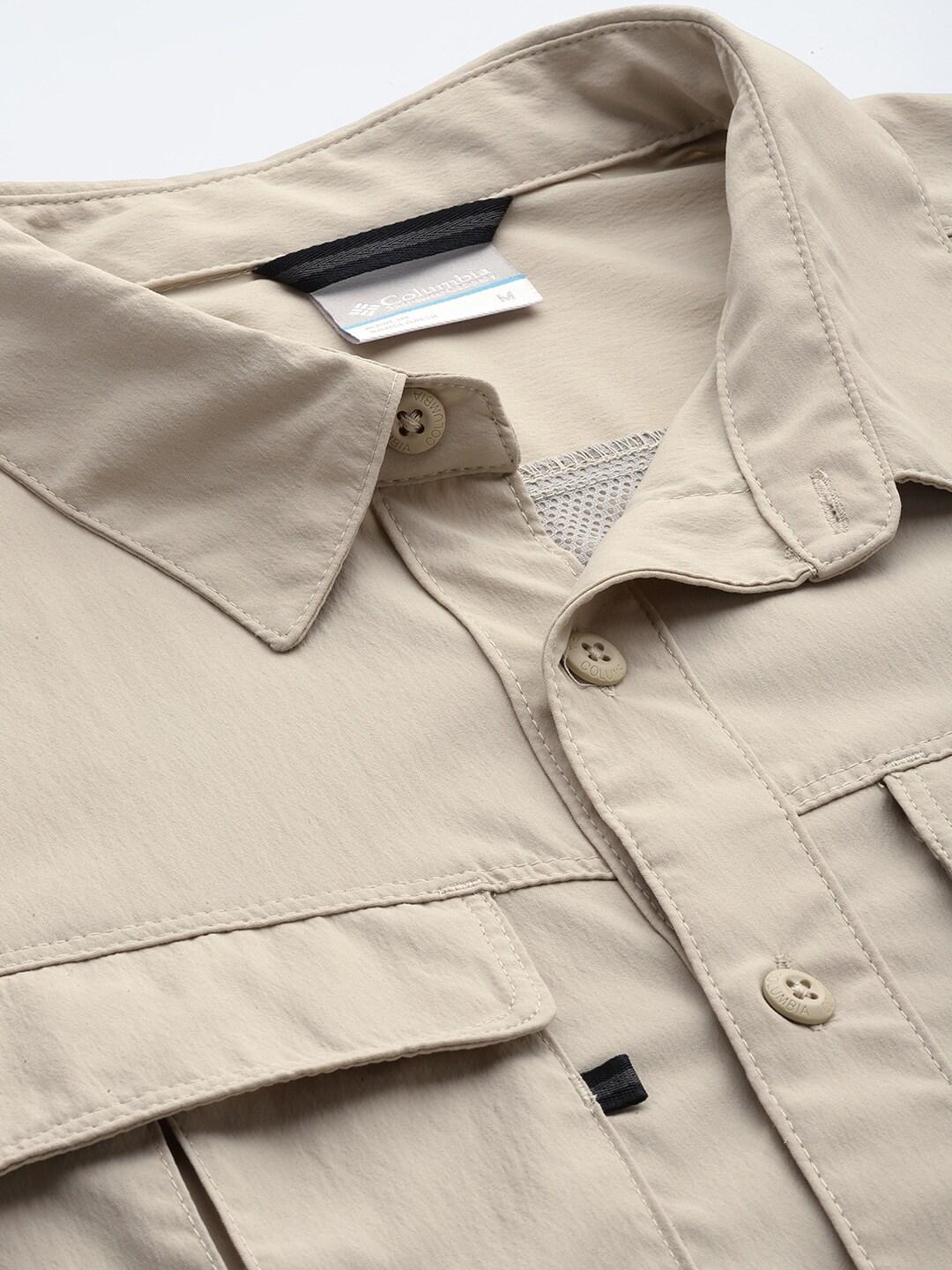 Columbia Men Beige Newton Ridge II Long Sleeve Shirts