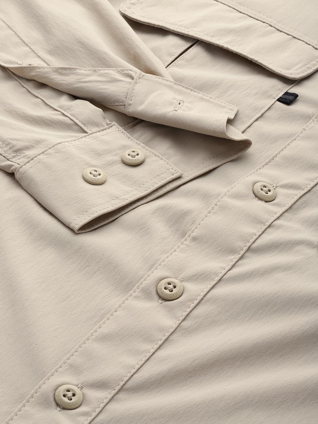 Columbia Men Beige Newton Ridge II Long Sleeve Shirts