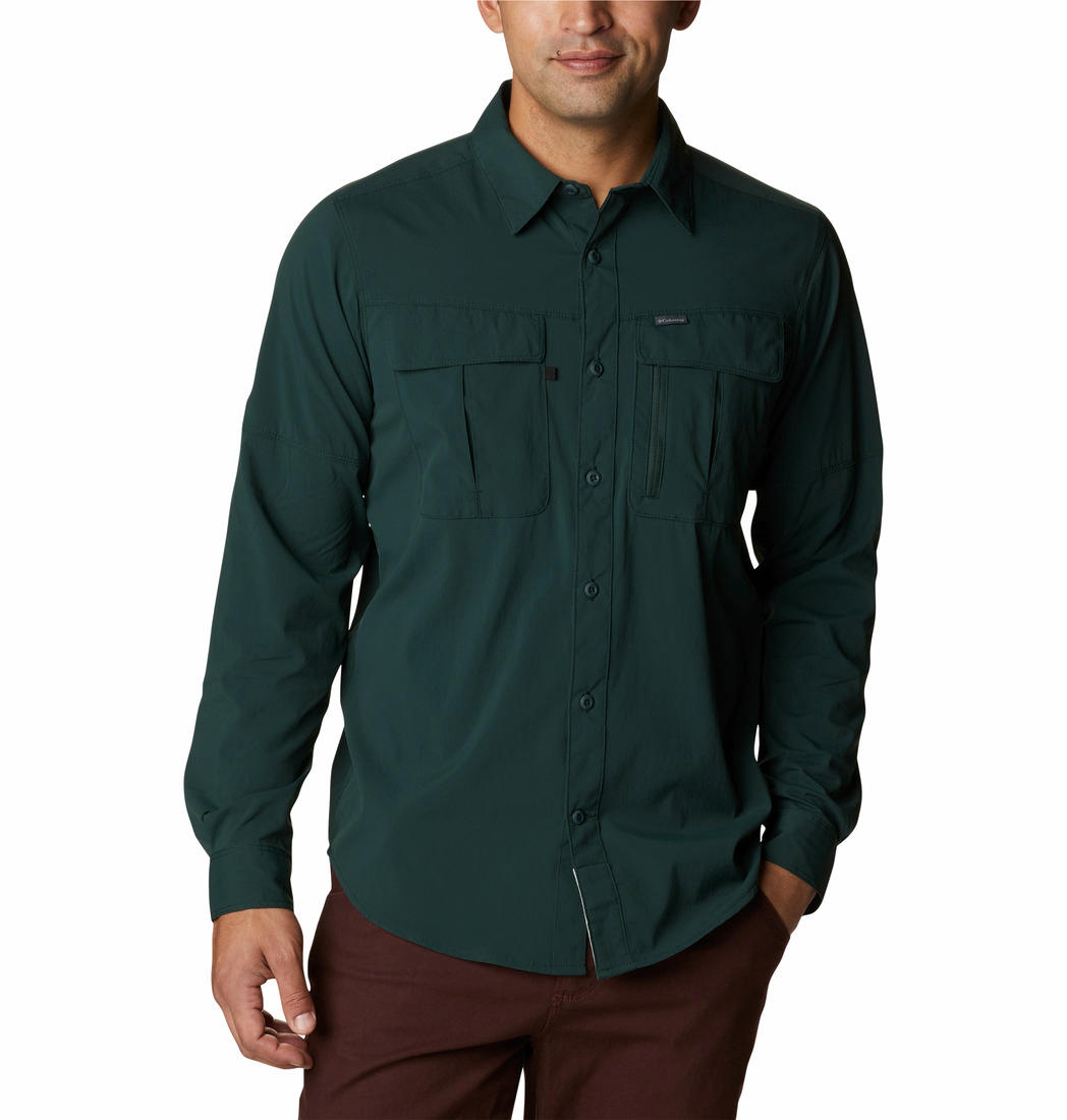 Columbia Men Green Newton Ridge II Long Sleeve Shirts