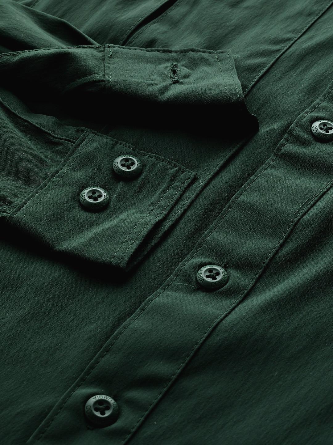 Columbia Men Green Newton Ridge II Long Sleeve Shirts