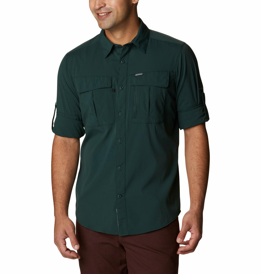 Columbia Men Green Newton Ridge II Long Sleeve Shirts