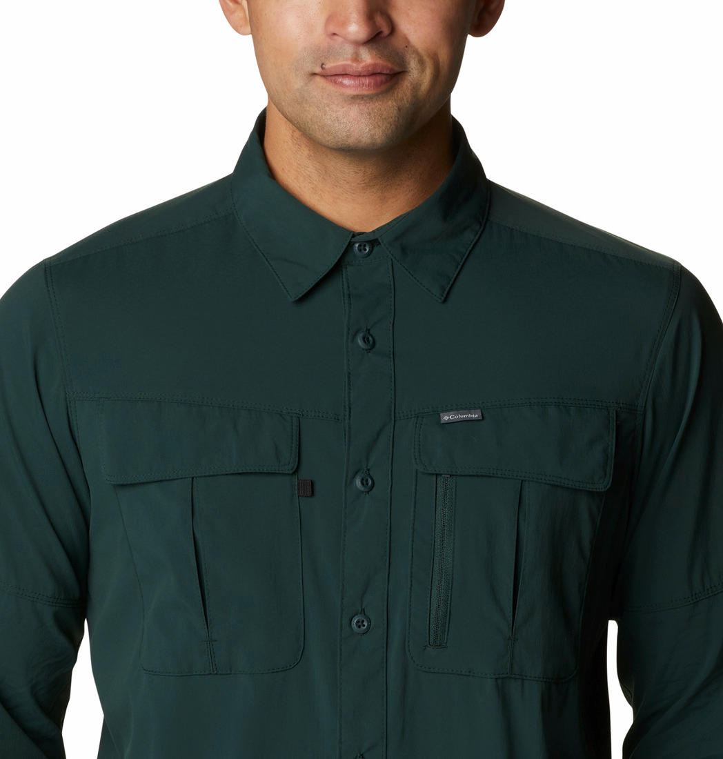 Columbia Men Green Newton Ridge II Long Sleeve Shirts