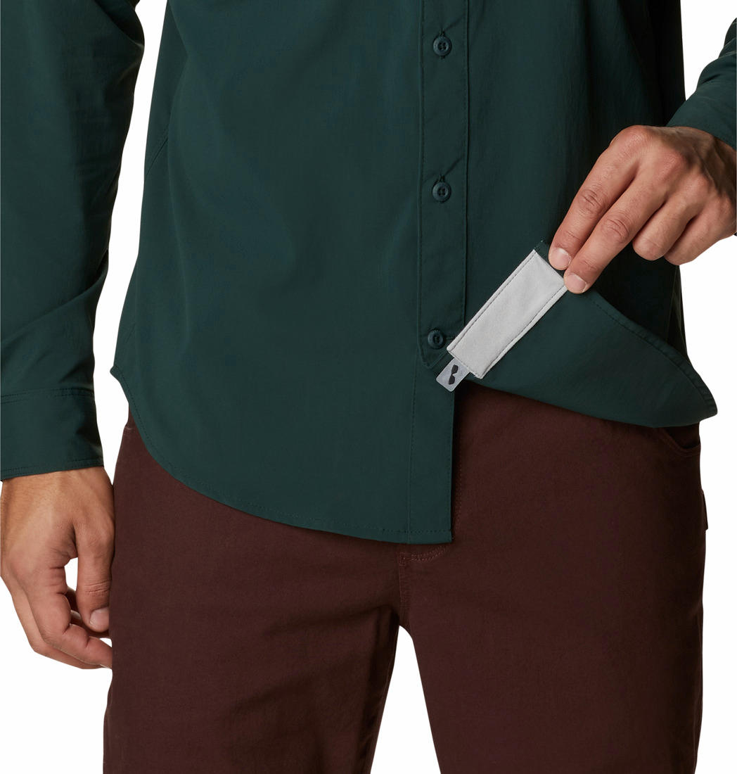 Columbia Men Green Newton Ridge II Long Sleeve Shirts