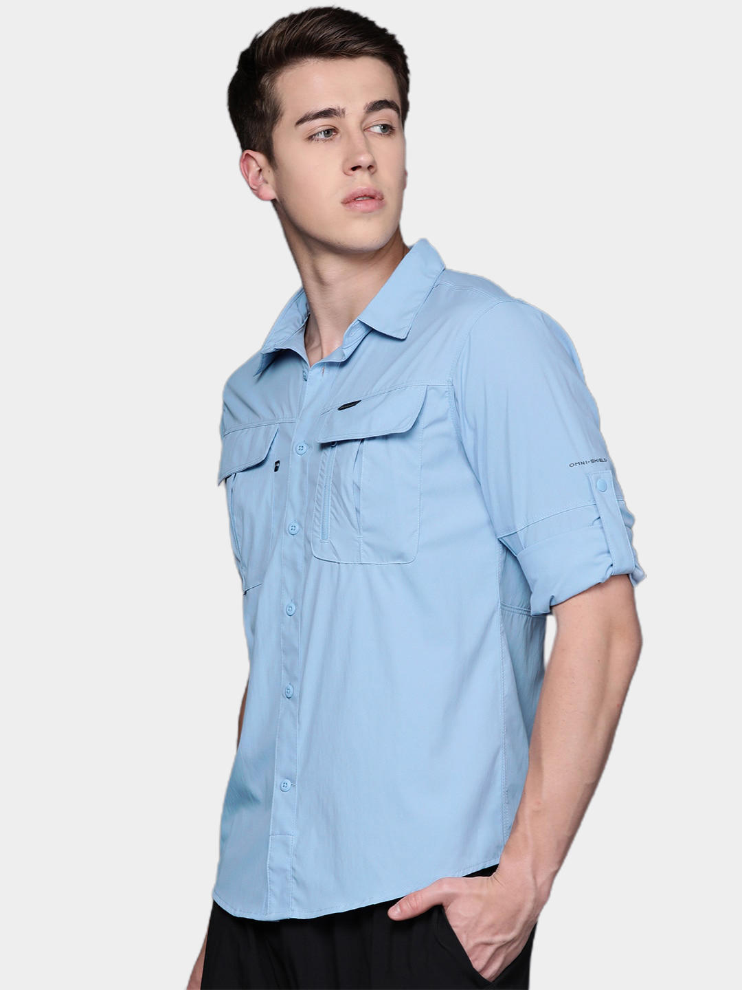 Columbia Men Blue Newton Ridge II Long Sleeve Shirts