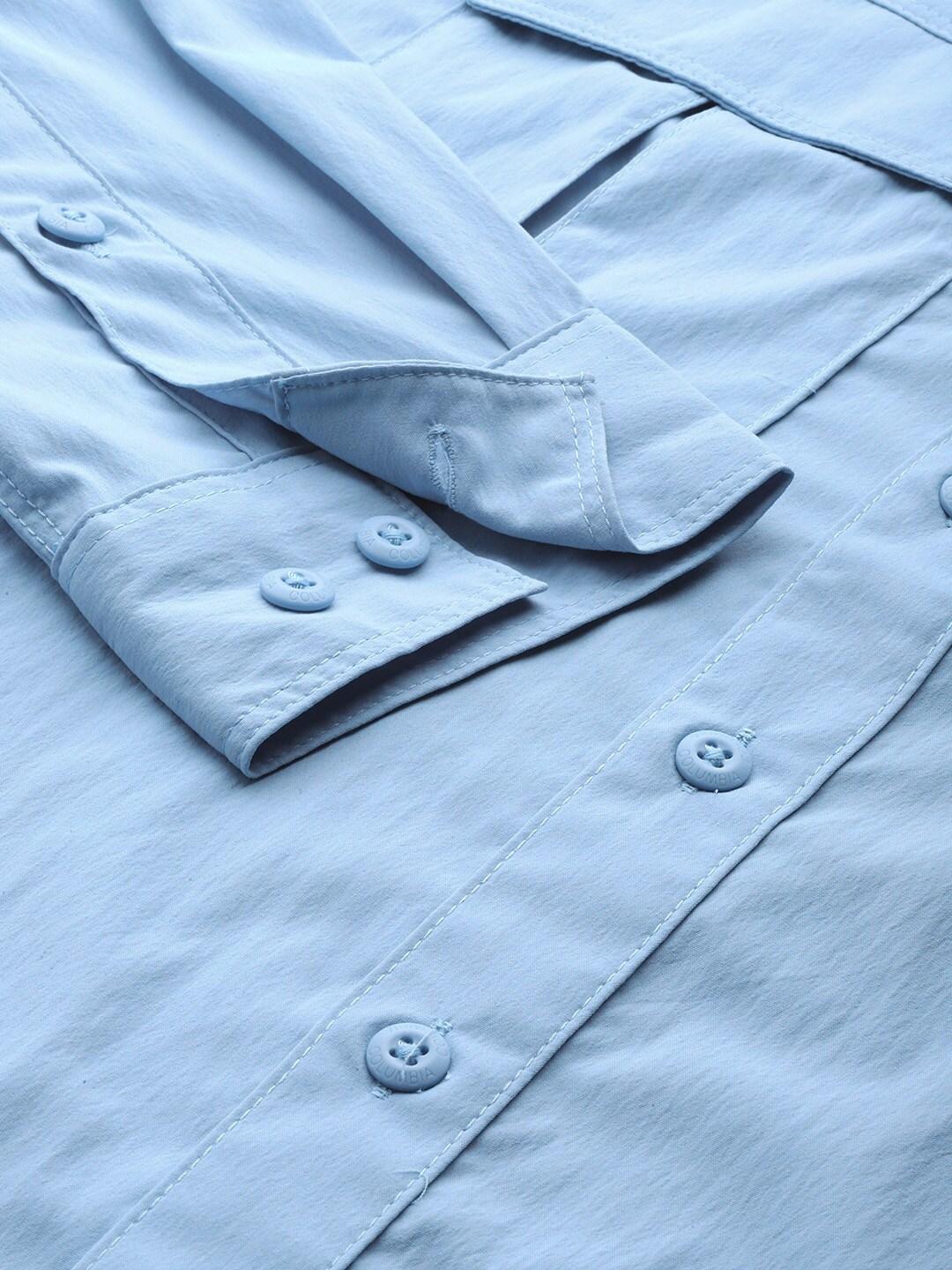 Columbia Men Blue Newton Ridge II Long Sleeve Shirts