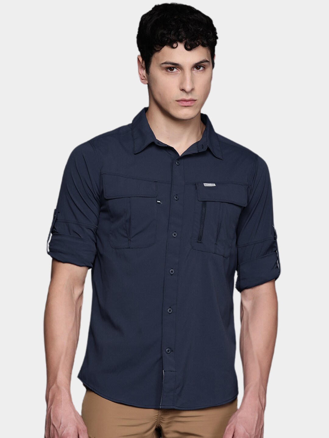 Columbia Men Blue Newton Ridge II Long Sleeve Shirts
