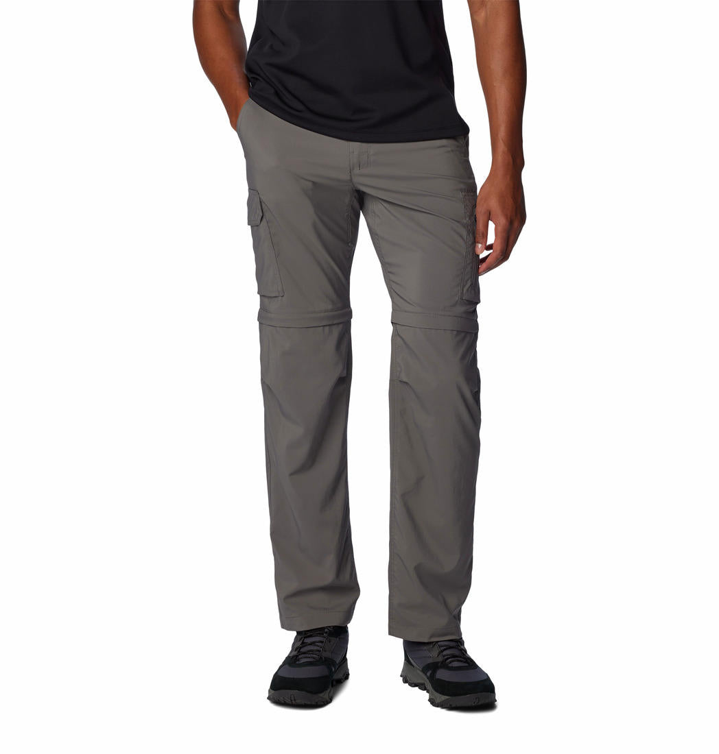 A Men Wearing Columbia Men Grey Silver Ridge Utility Convertible Pant (Sun Protection)