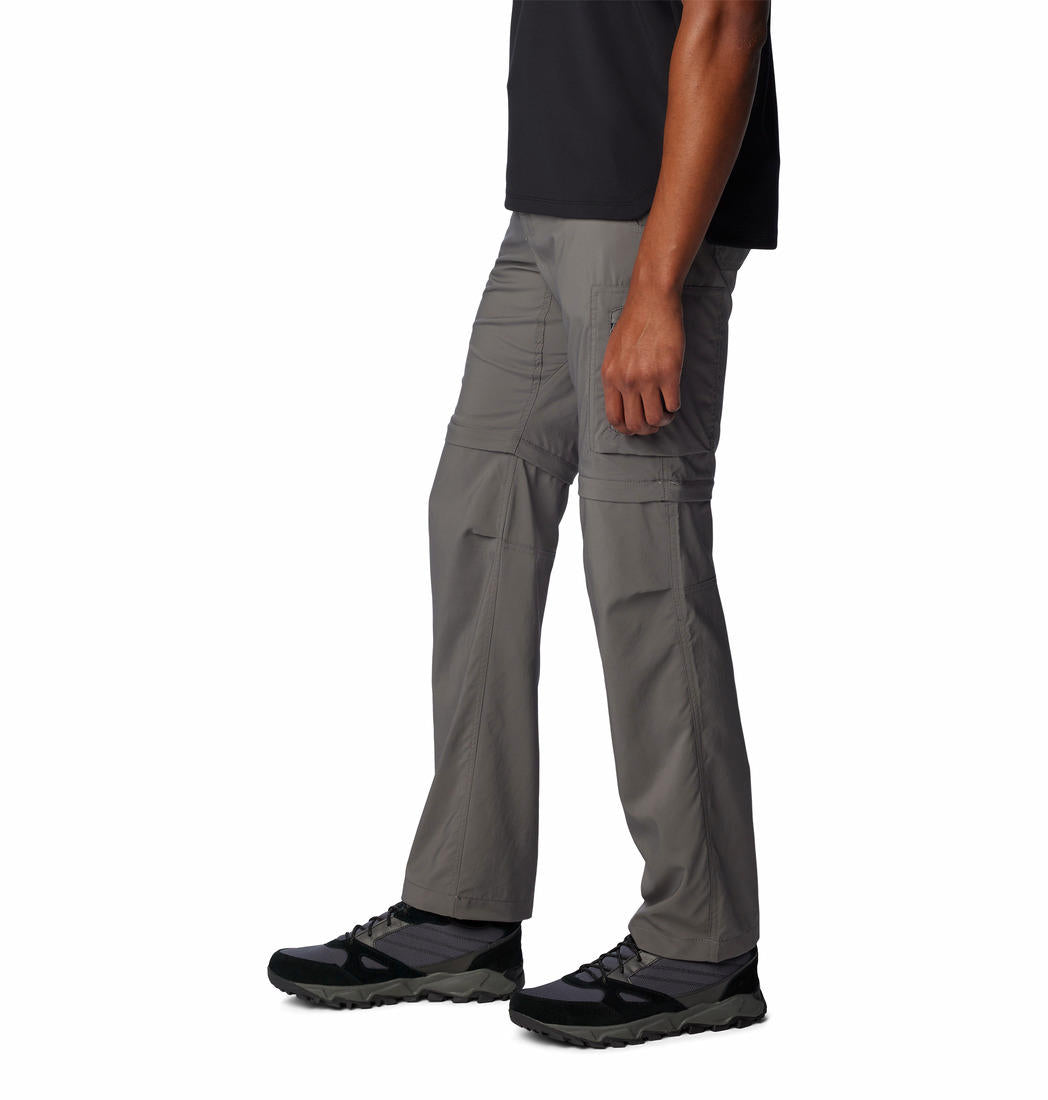 A Men Wearing Columbia Men Grey Silver Ridge Utility Convertible Pant (Sun Protection)