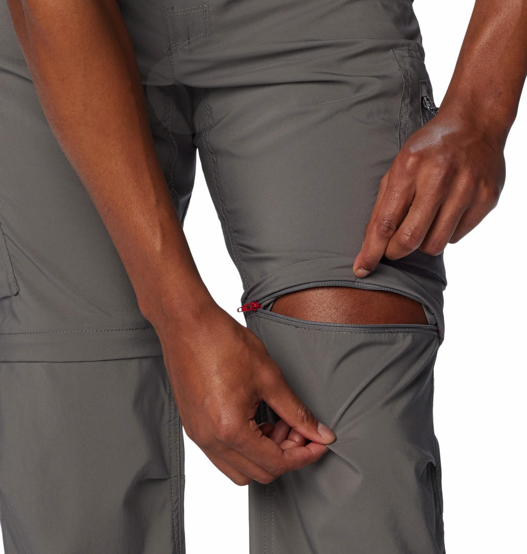A Men Wearing Columbia Men Grey Silver Ridge Utility Convertible Pant (Sun Protection)