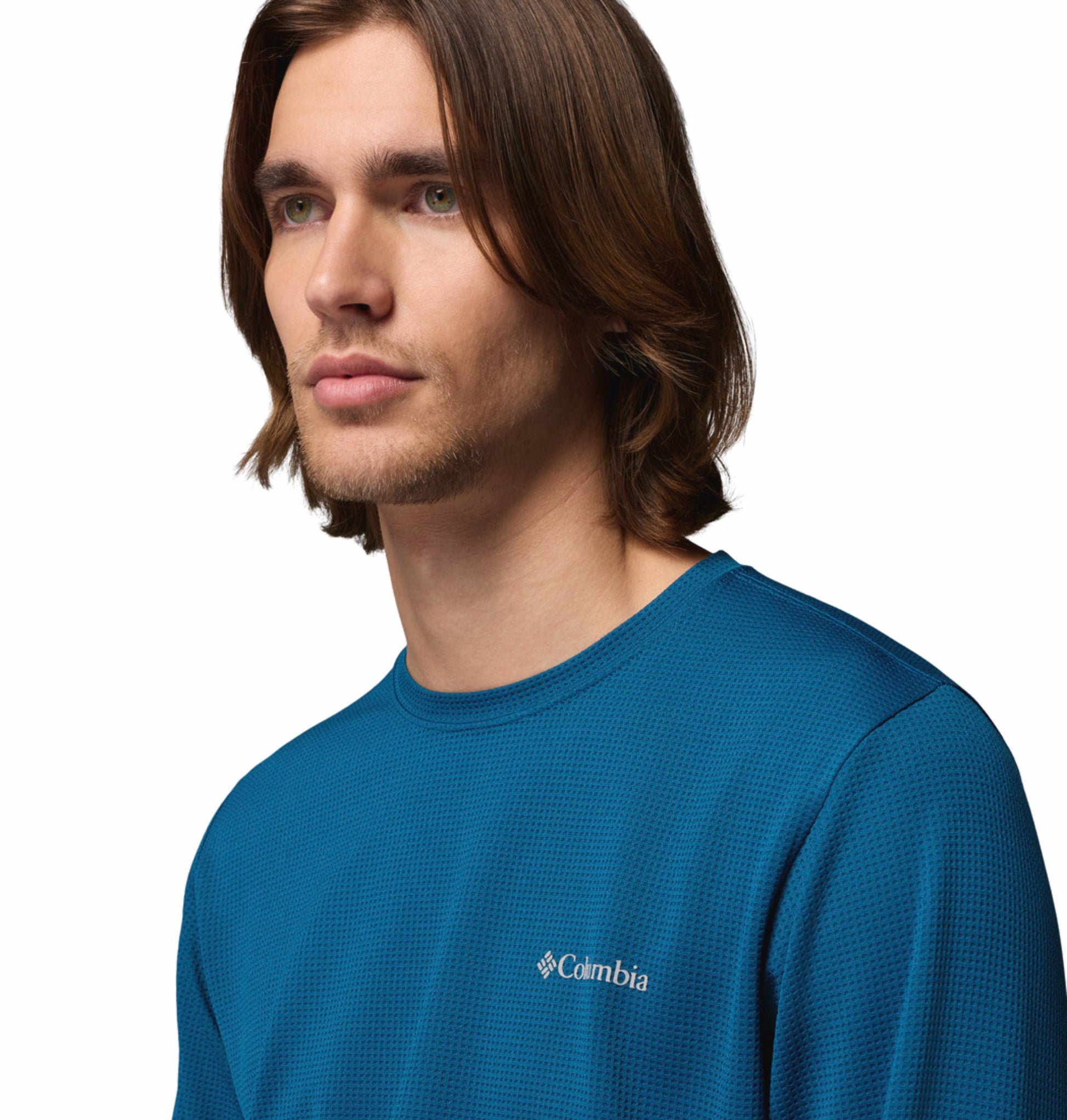 men blue omni shade tech trail utility warm tshirt