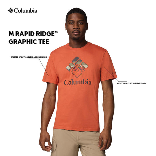 Columbia Mens Orange M Rapid Ridge Graphic Tshirt