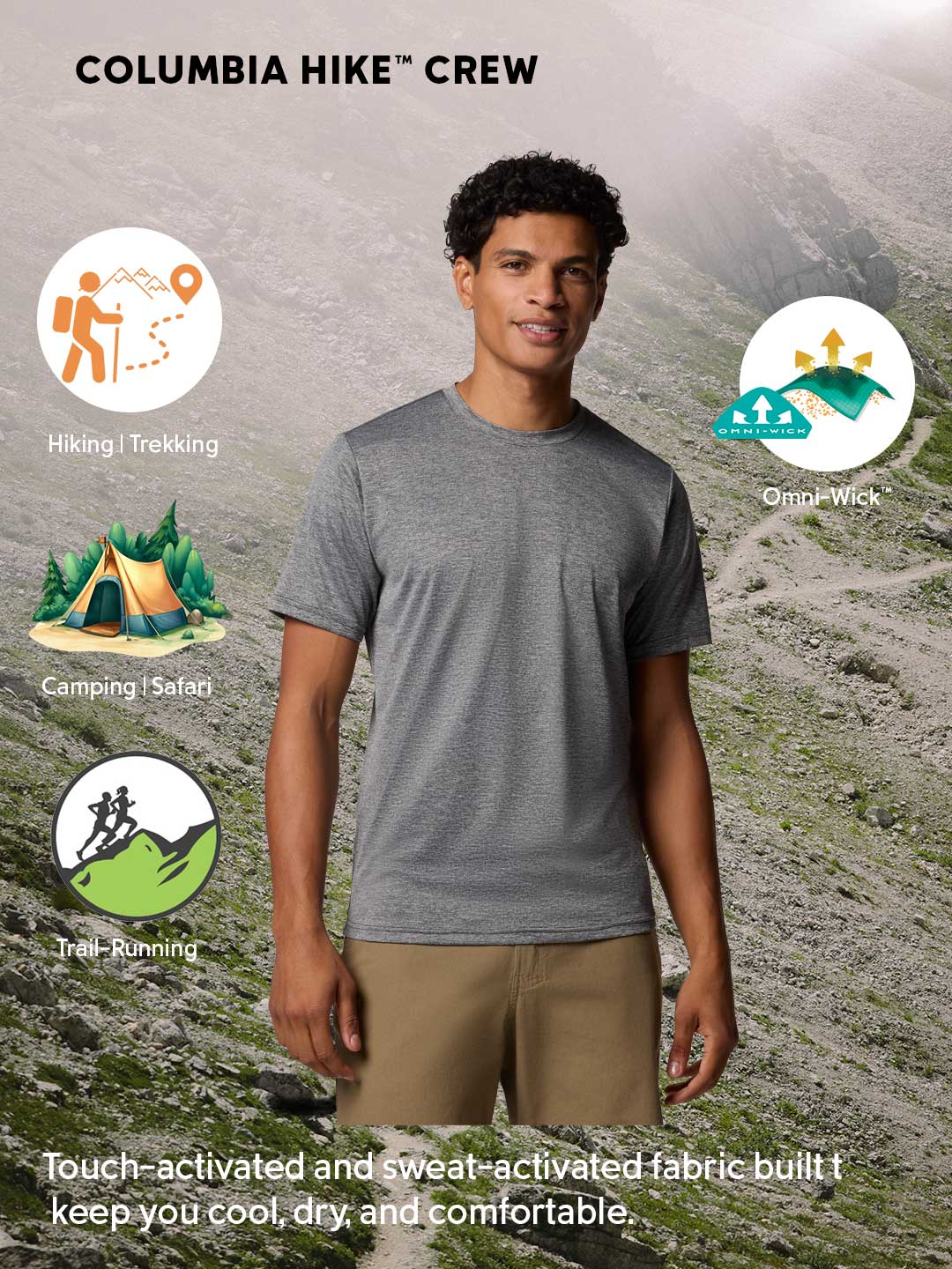 Columbia Men’s White Omni-Wick Hiking T-Shirt for Active Outdoors