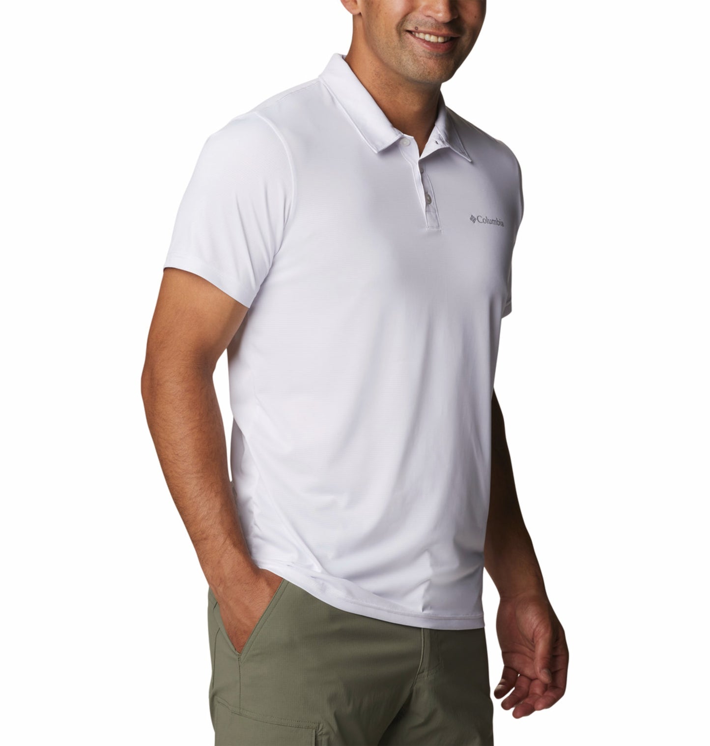 Columbia Men's White Omni-Wick Hike Polo Shirt - Breathable & Lightweight