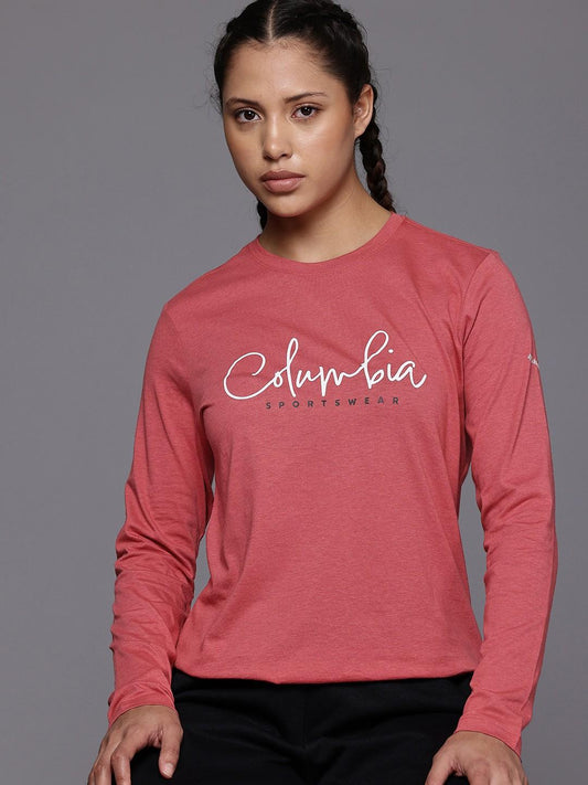 Columbia Womens Red Columbia Trek Relaxed Long Sleeve Tshirt
