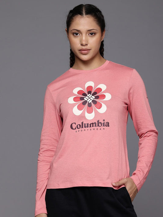 Columbia Womens Pink Columbia Trek Relaxed Long Sleeve Tshirt