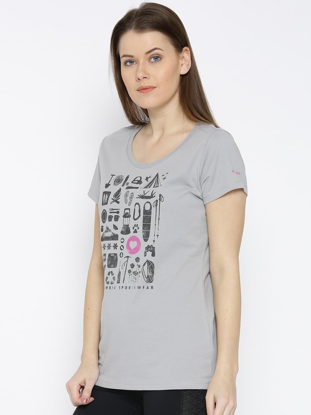 Columbia Women Grey Camp Stamp Performance T-Shirt