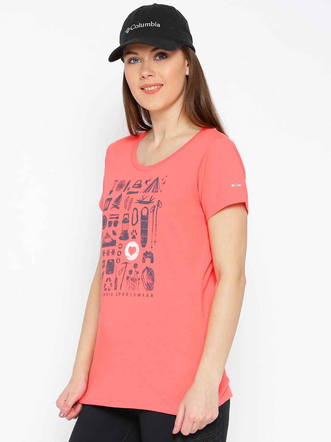 Columbia Women Pink Camp Stamp Performance T-Shirt