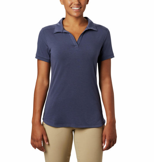 Columbia Women Blue Essential Elements Polo T-Shirt