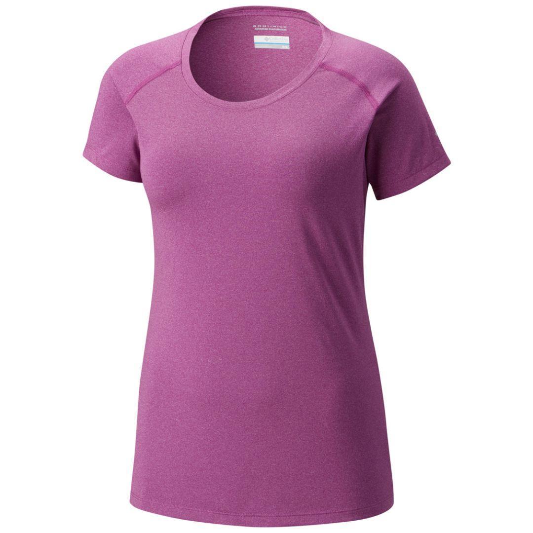 Columbia Women Purple Tuk Mountain Womens Short Sleeve Shirt (Sun Protection)