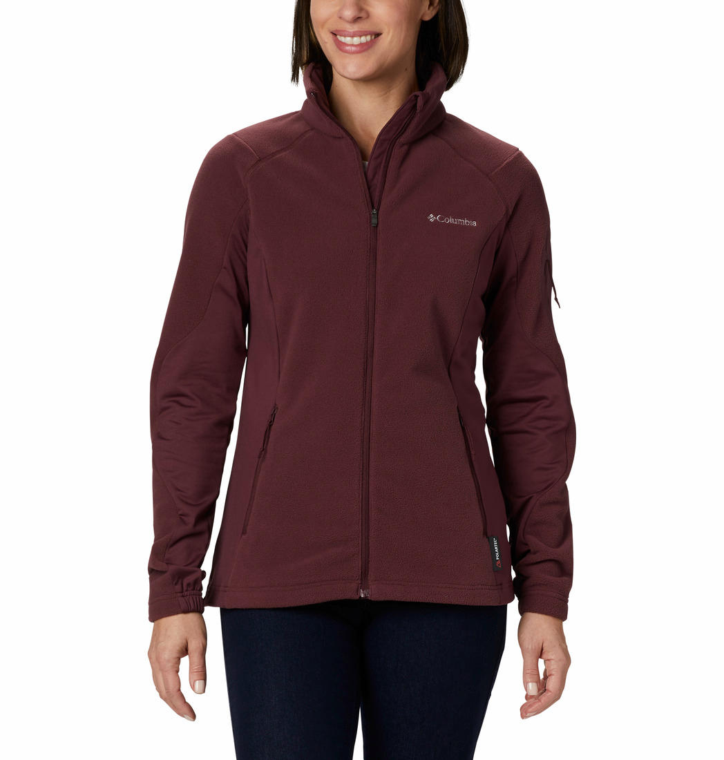 Columbia Women Maroon W Polar Powder Fleece FZ Fleece Jacket