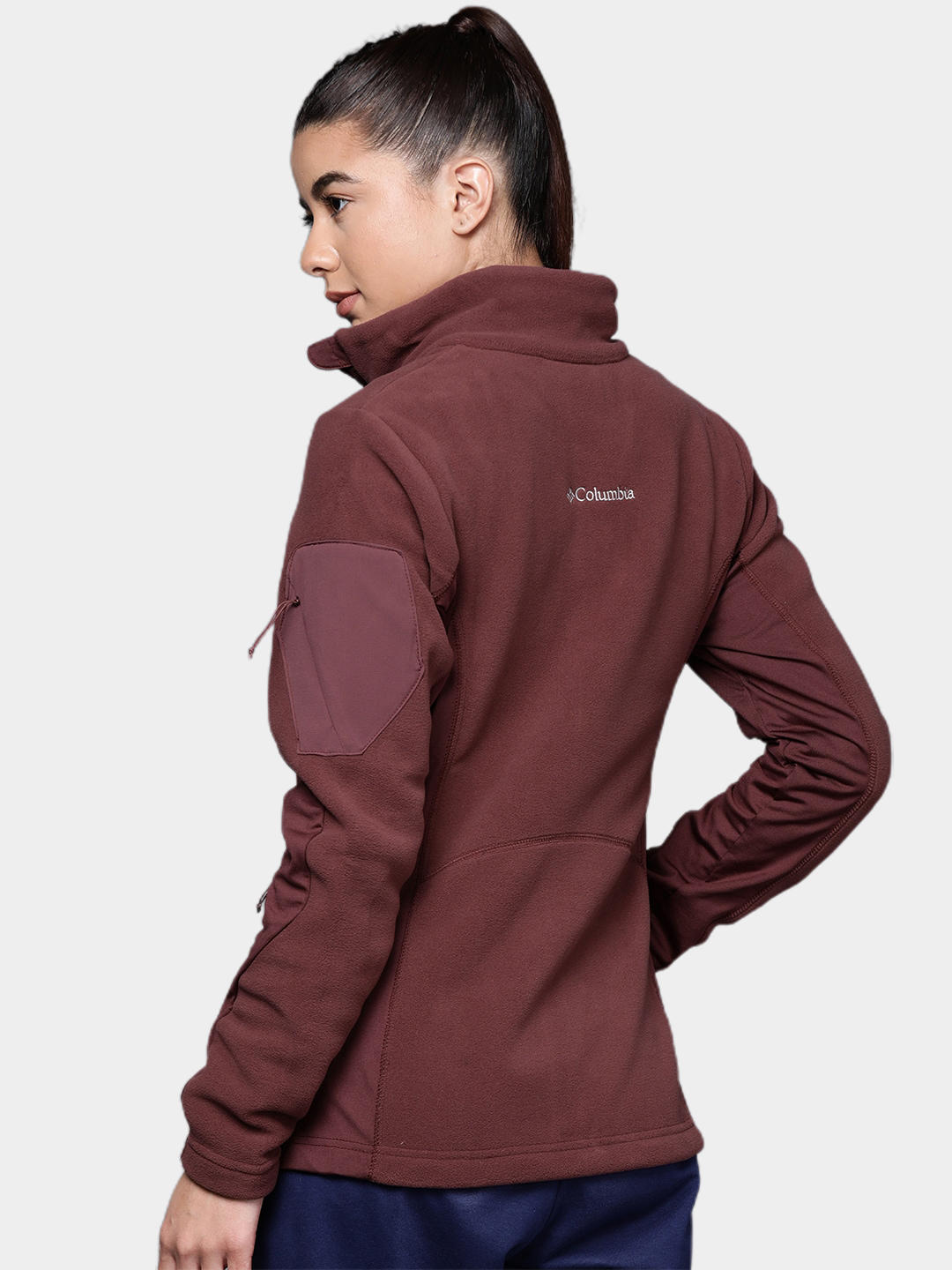 Columbia Women Maroon W Polar Powder Fleece FZ Fleece Jacket
