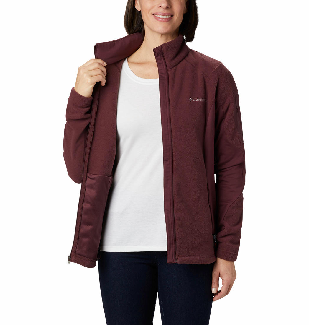 Columbia Women Maroon W Polar Powder Fleece FZ Fleece Jacket