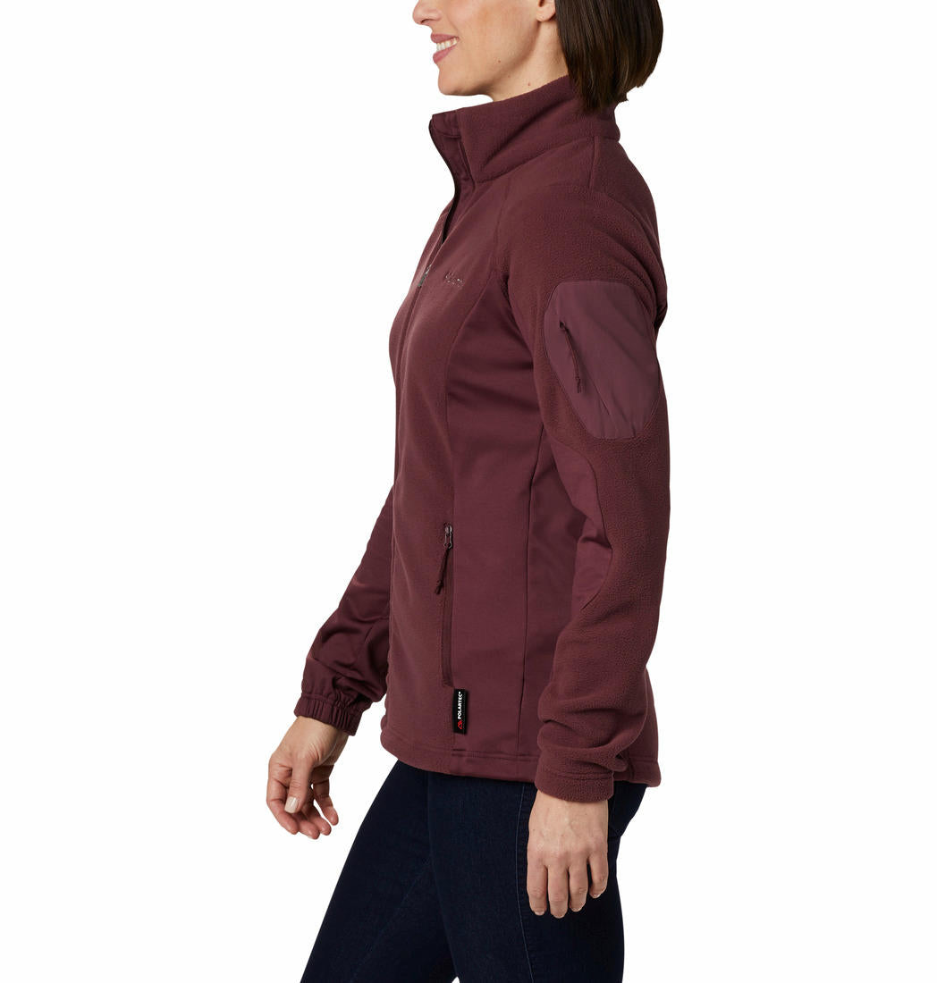Columbia Women Maroon W Polar Powder Fleece FZ Fleece Jacket