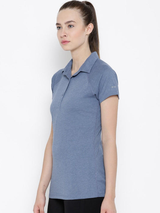 Columbia Women Blue Silver Ridge Zero Polo T-Shirt