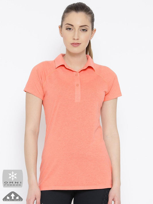 Columbia Women Peach Silver Ridge Zero Polo T-Shirt