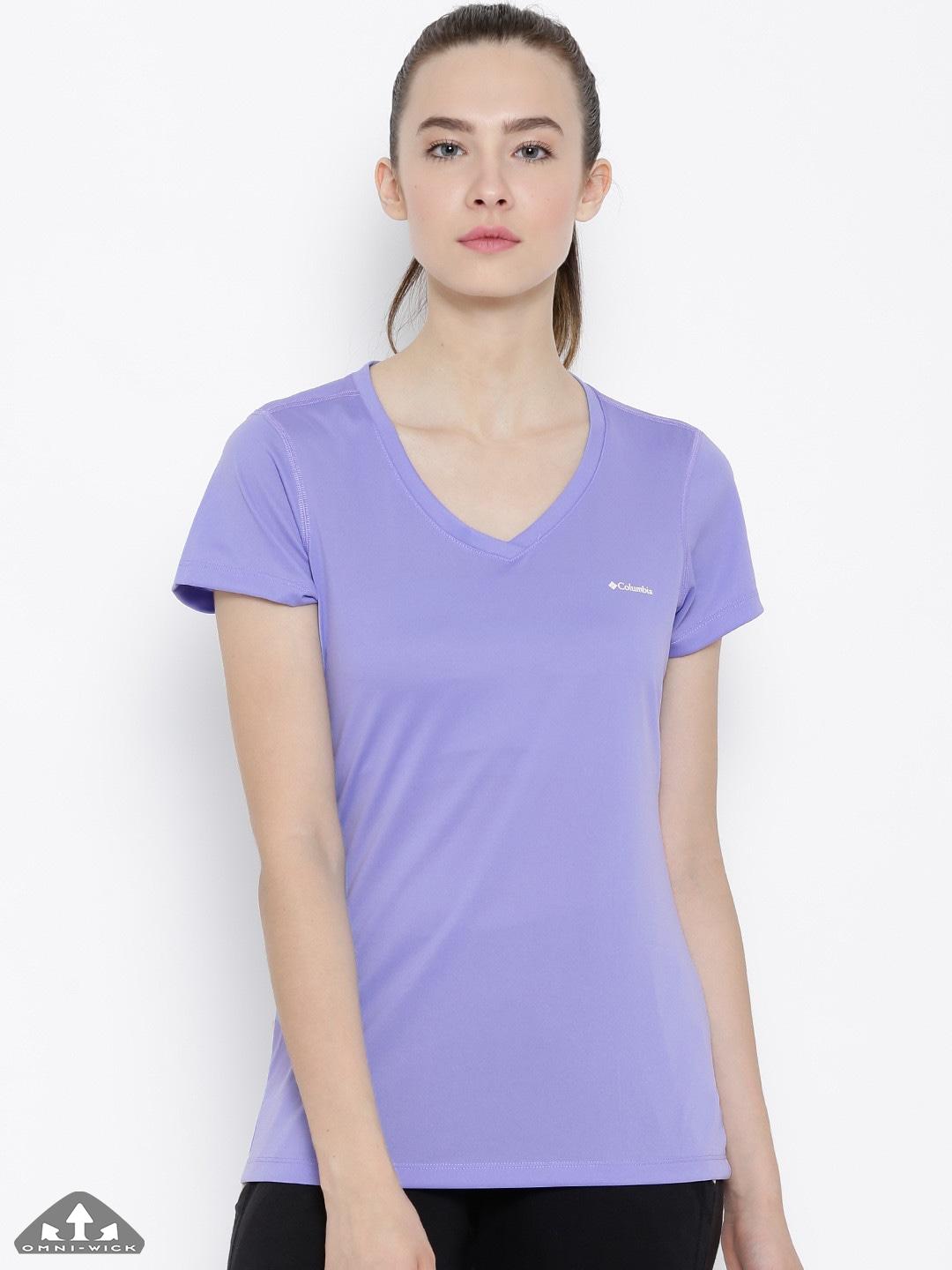 Columbia Women Purple Tech TrekShort Sleeve Shirt