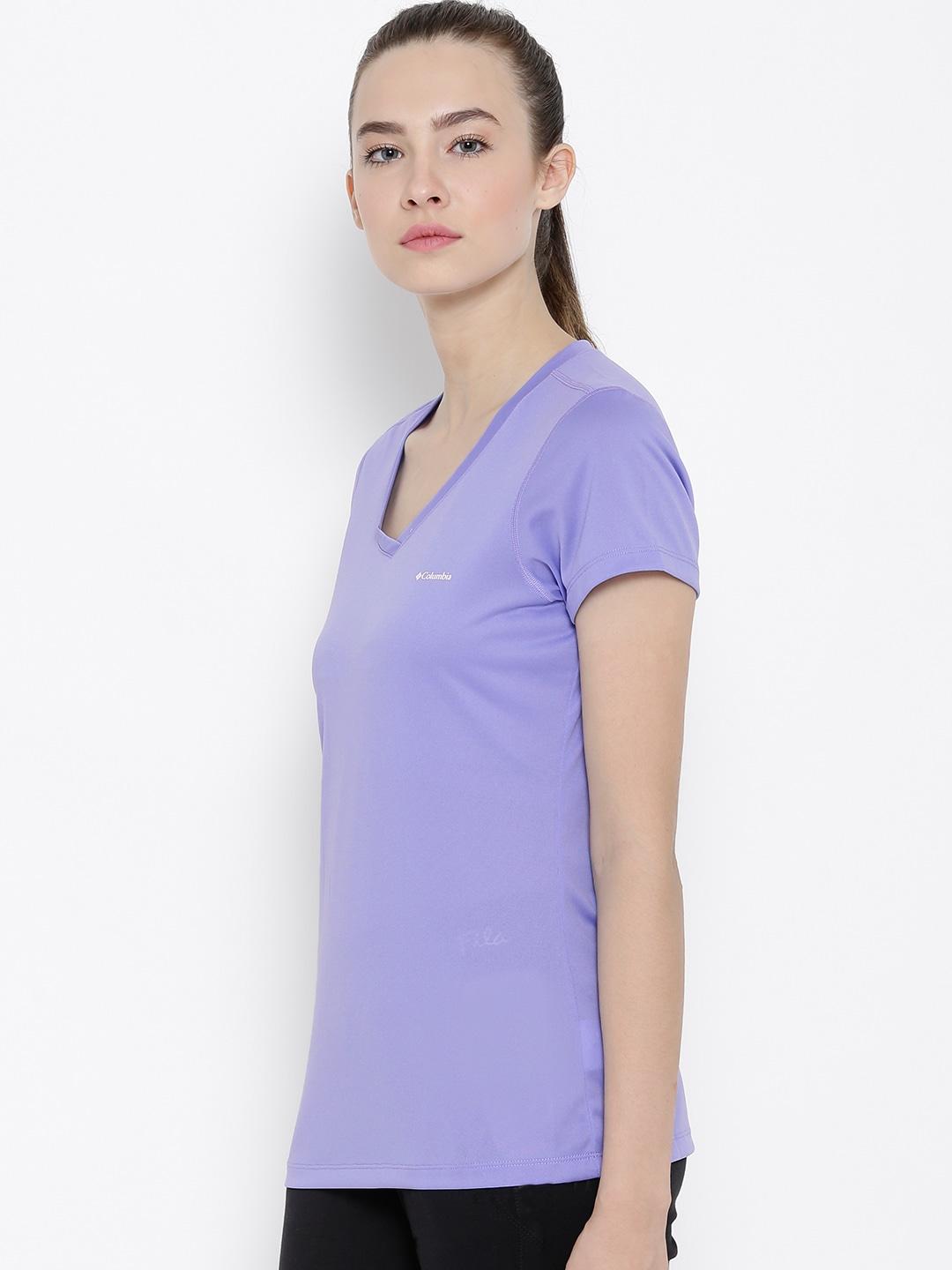 Columbia Women Purple Tech TrekShort Sleeve Shirt