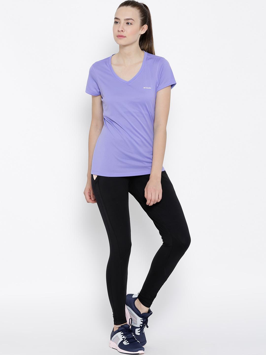 Columbia Women Purple Tech TrekShort Sleeve Shirt