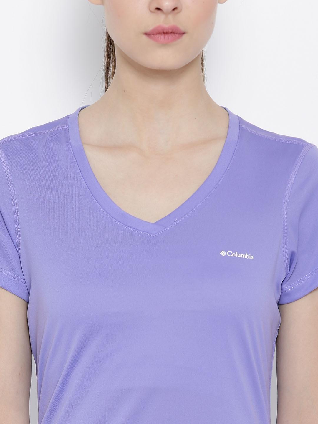 Columbia Women Purple Tech TrekShort Sleeve Shirt