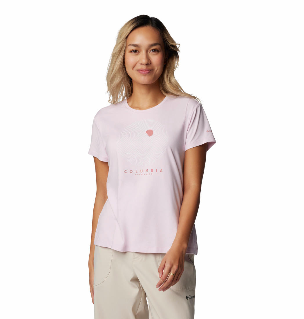 Columbia Womens Red Sloan Ridge Graphic Short Sleeve Tee