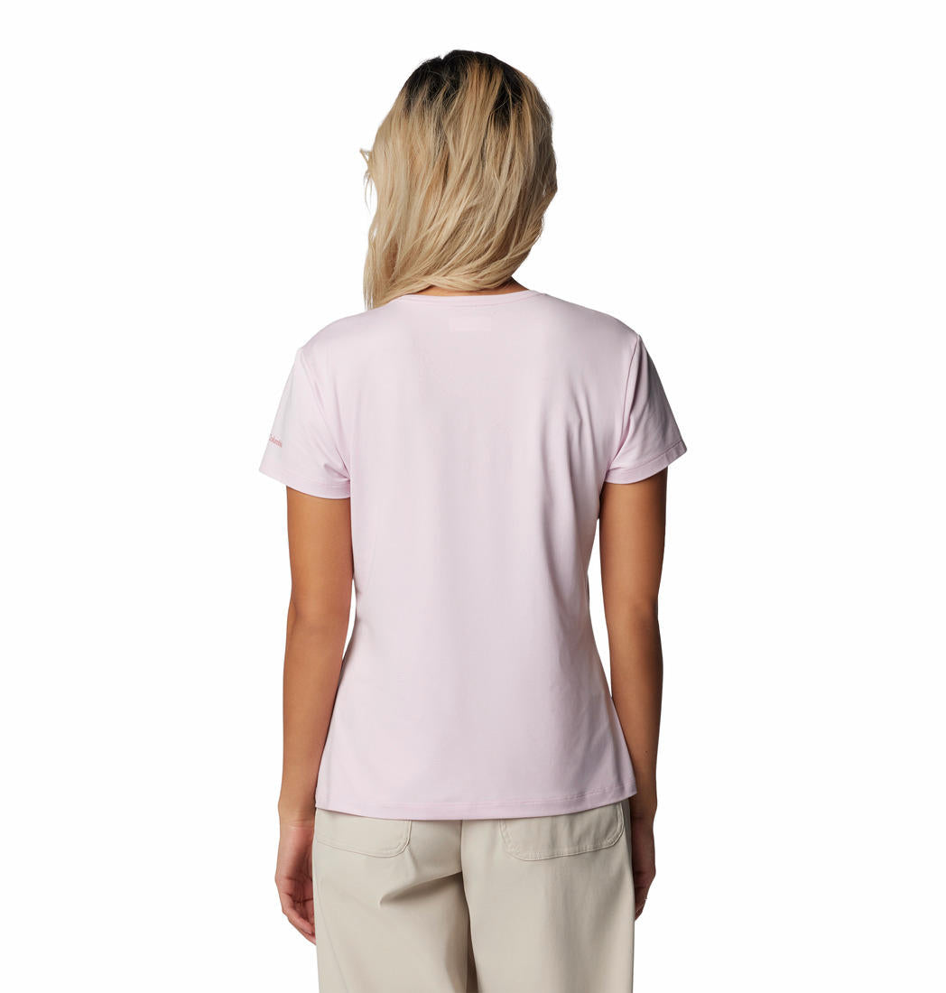 Columbia Womens Red Sloan Ridge Graphic Short Sleeve Tee