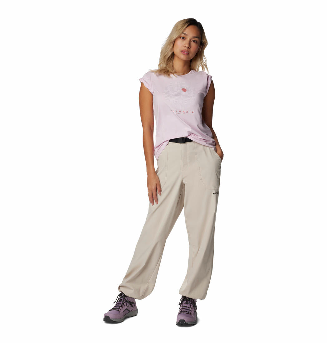 Columbia Womens Red Sloan Ridge Graphic Short Sleeve Tee