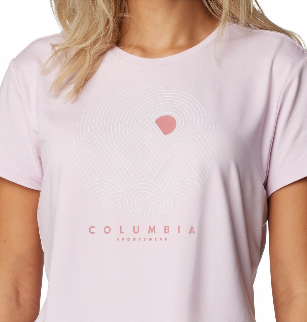 Columbia Womens Red Sloan Ridge Graphic Short Sleeve Tee