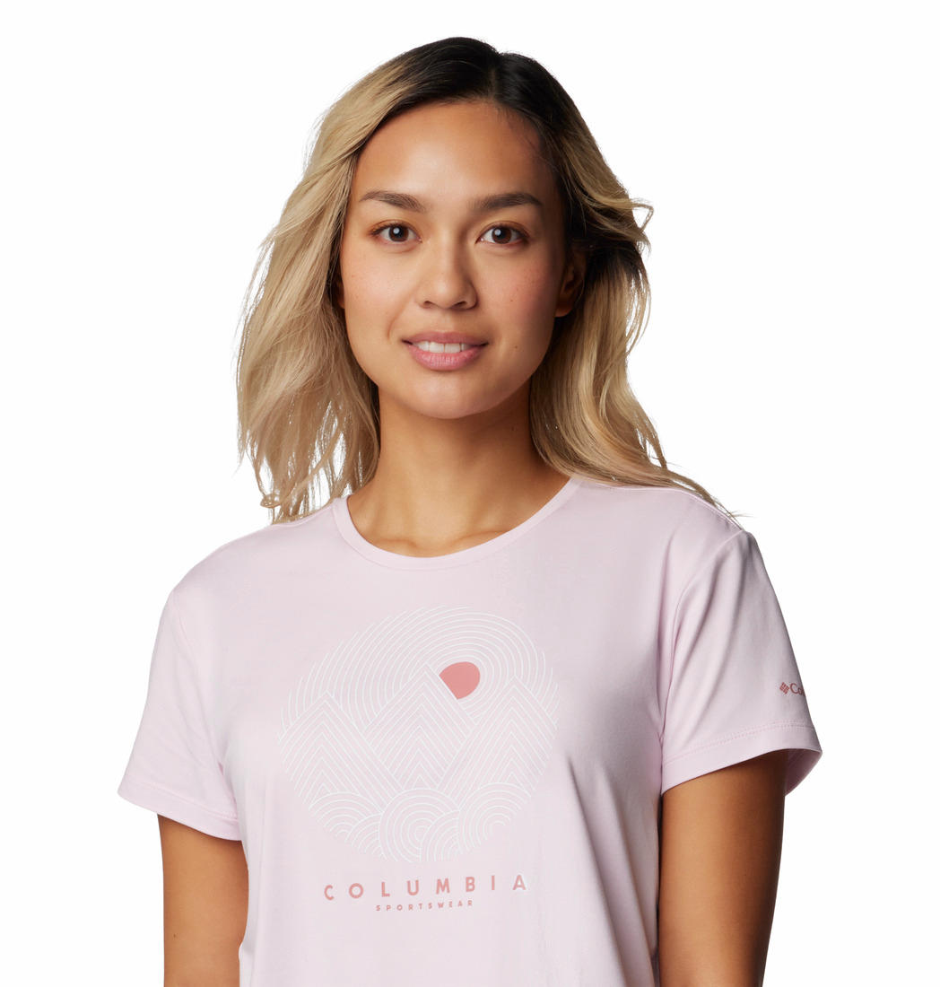 Columbia Womens Red Sloan Ridge Graphic Short Sleeve Tee