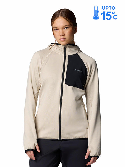 Columbia Women's Beige Omni-Wick Triple Canyon Grid Fleece Jacket for Outdoor Comfort